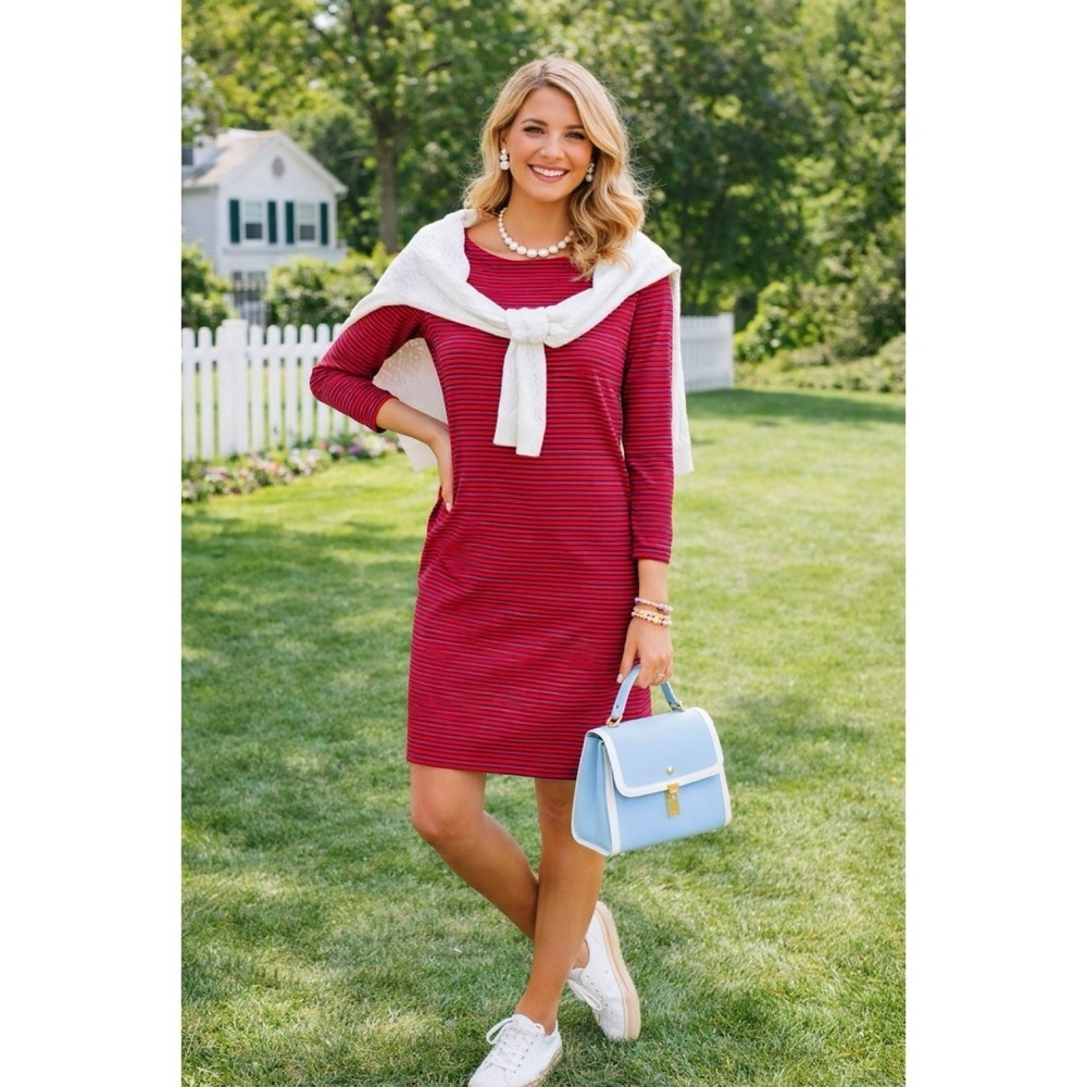 VINEYARD VINES Red Striped Sankaty Dress